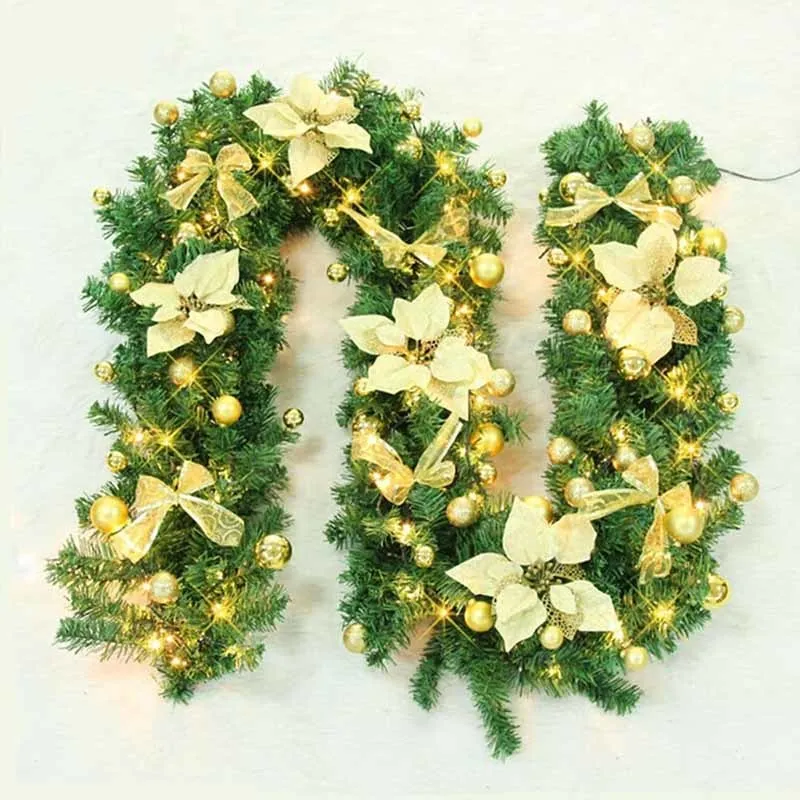 2.7m Christmas Rattan Decor Tree Hanging Ornaments PVC Green Garland