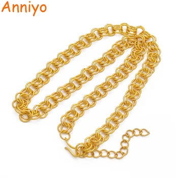 

Anniyo Length 50cm +5cm,Round Circle Chain Necklaces for Women Gold Color Jewelry African Ornaments Wholesale Prices #204506