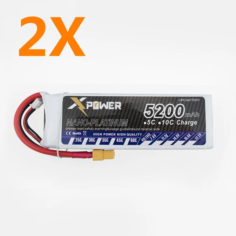 

2pcs XT60 Plug 5200Mah 11.1V 3S 30C Li-po Battery For DIY Racing RC Helicopter Qudcopter Drone Truck Car Boat parts