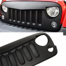 1 set Lantsun FJ034-2 Black Front Grill Angry Bird (With Mesh) Shell Replacement fits 2007-2017 Jeep Wrangler JK