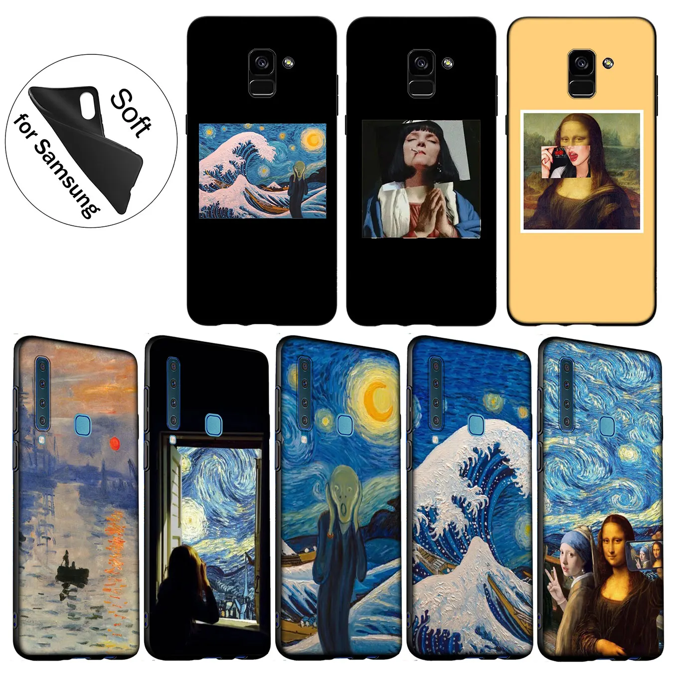 Great art aesthetic van Gogh Mona Lisa Soft Cover Case for Samsung Galaxy A6 A9 A8 A7 2018 A3 A5 2016 2017 Note 9 8 10 Plus Lite |