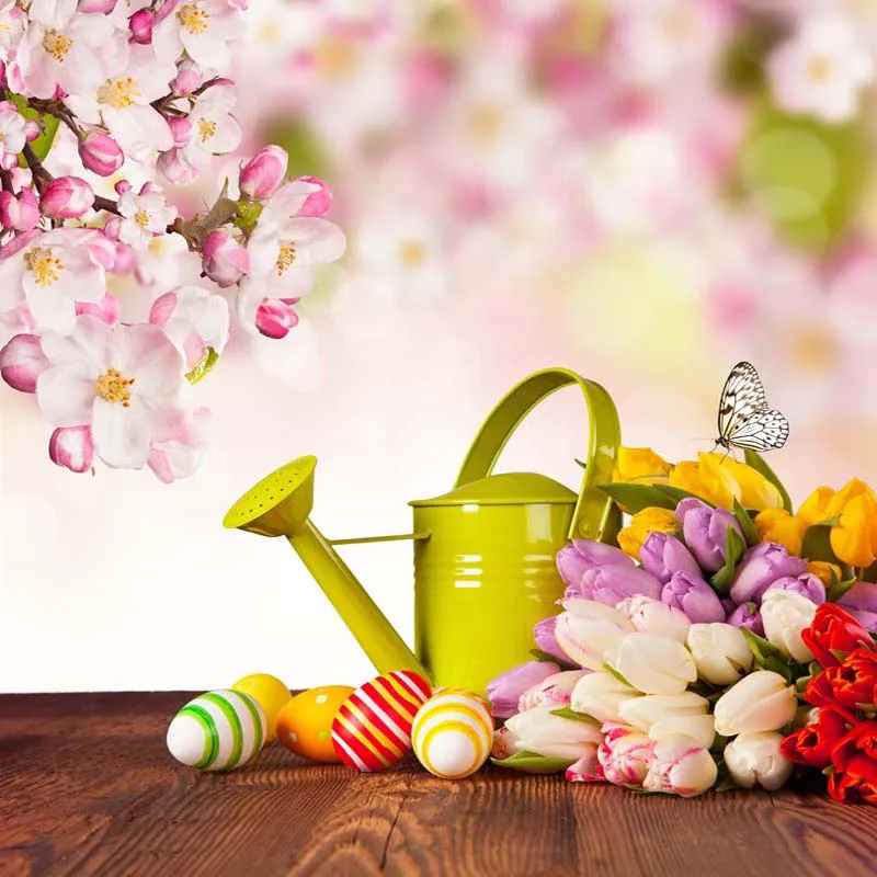 

Happy Easter Baby Children Newborn photography backdrop Vinyl and Polyester Photo background for Video Studio home decora GE-124