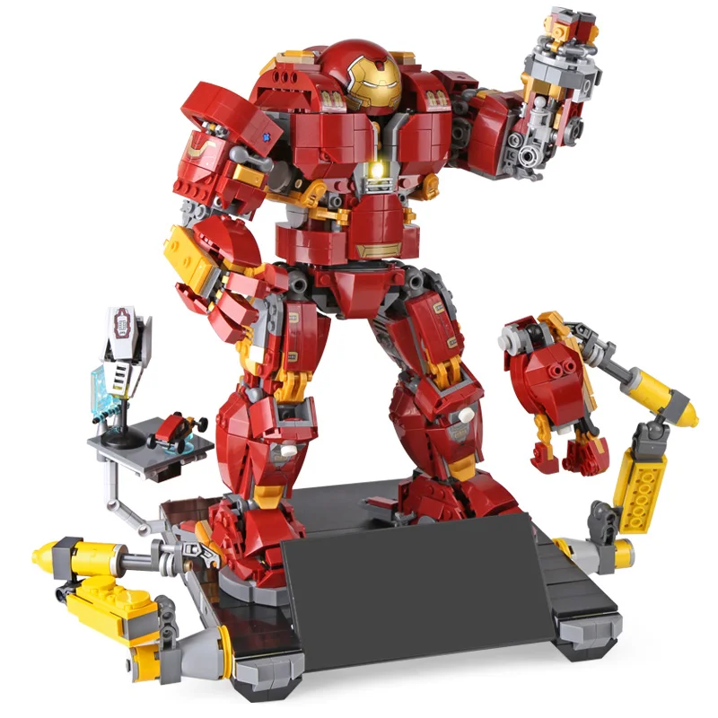 In stock Lepin 07101 Super Genuine Hero Series 76105 Iron Man Anti Hulk Mech legoing Kid Toy Building Bricks Blocks Model Gifts