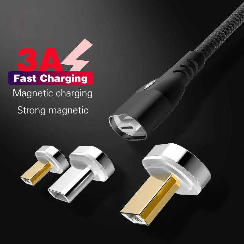 Магнитный кабель Micro USB для iPhone Samsung Type c 3A быстрая зарядка магнитное зарядное