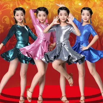 

Kids Latin Dance Skirt Chacha Rumba Samba Tango Childrens Practice Dance Performance Dancing Dress Costume DQT1069