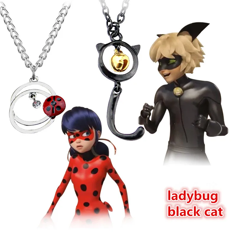 

New Anime Miraculous Ladybug Necklace Men Gold Fox Fish Hook Shape Pendants Lady Girl Charms Chic Necklaces Christmas Gift