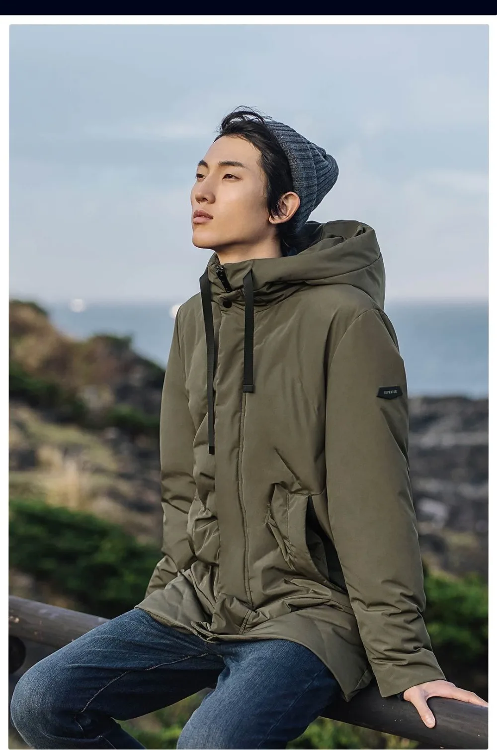 Xiaomi 90 point Seamless three-dimensional stuffed Men down jacket 90% White duck down Medium and long hooded design warm (6)