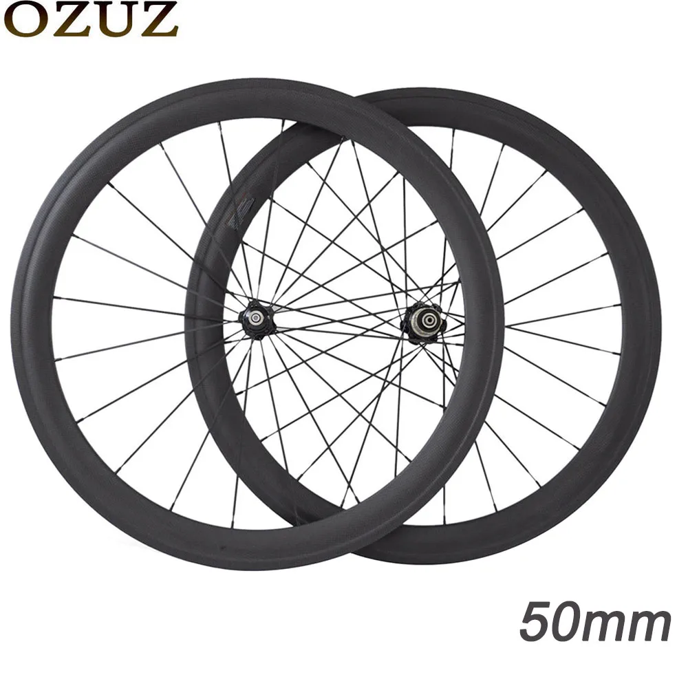 

OZUZ 24 38 50 mm Cycle Carbon Wheels 23mm Wide Clincher Tubular Bicycle Wheelset 700C Matte Glossy V Shape Brake Standard Wheels