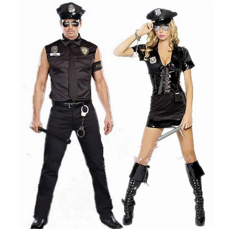 

Masquerade Cosplay stage clothes police uniform clothing for men and women Police Costume Halloween Costume Short Sleeve