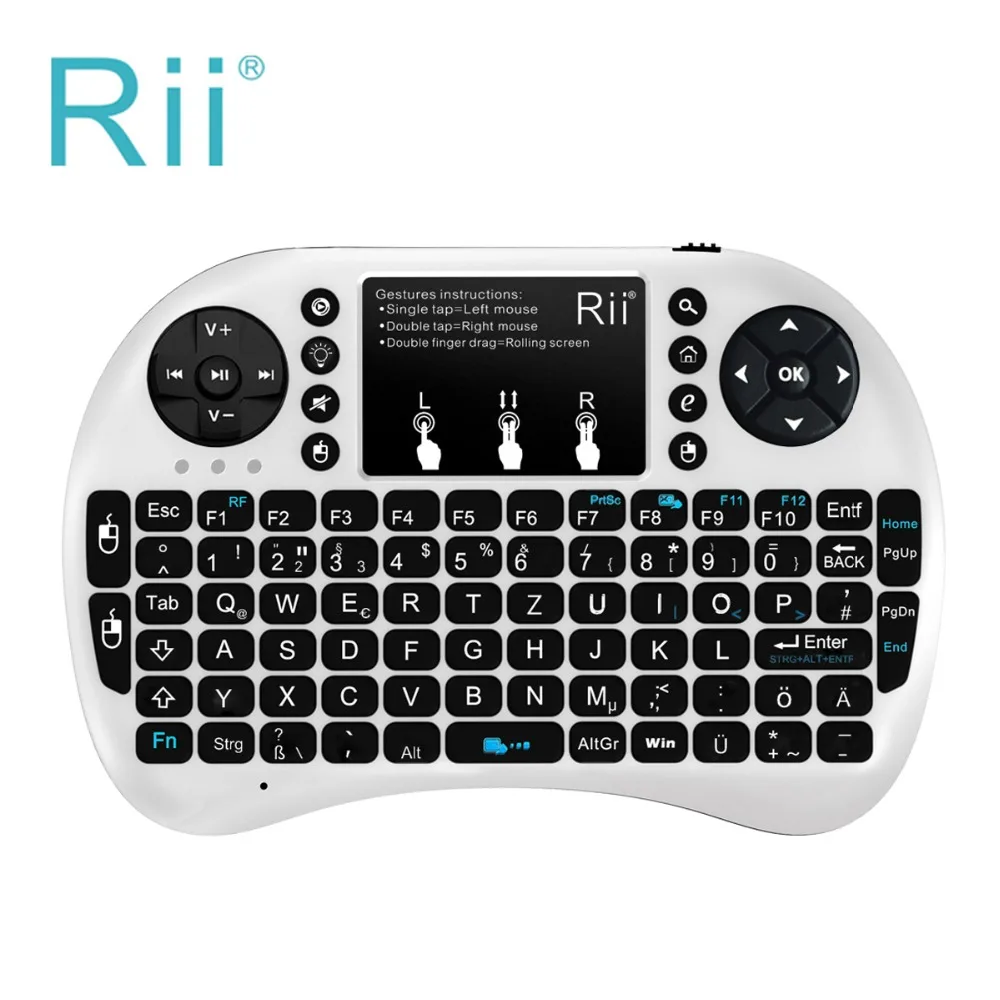 Brand New German Keyboard Rii mini i8+ 2.4G Wireless Keyboard Touchpad