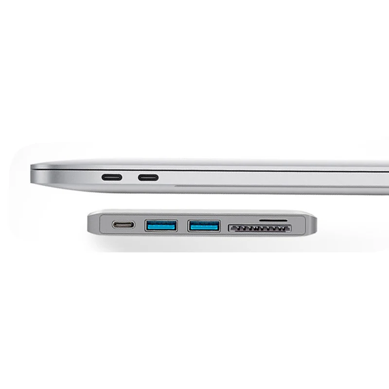 Uosible Thunderbolt 3 адаптер USB 3,1 Тип C концентратор с PD Порты и разъёмы USB 3,0 TF/SD слот кардридера для MacBook Pro/Air Тип-C