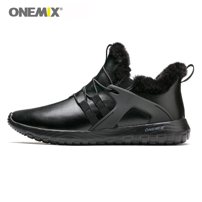 ONEMIX/черные теплые зимние кроссовки Мужские для бега botas de hombre Зимние ботильоны