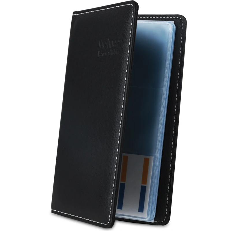 Casual Large Capacity Senior PU Leather Name Card Holders Organizer Vertical Business Cards