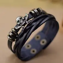 Новая мода панк готический рок Cuspidal кожаный браслет скелет браслет широкие манжеты браслет для мужчин и женщин ювелирные изделия