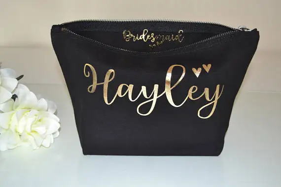 

custom wedding bridesmaid Make Up makeup comestic Canvas thank you Bags Gift for Bridal Party Bags toiletry zipper pouches