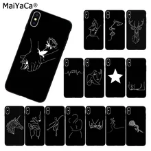 

MaiYaCa phone Cases Simple Modern Art Style Line Deer horse kiss flower for iPhone X 6 6s 7 7plus 8 8Plus 5 5S XS SE XR XS MAX