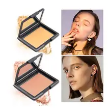 Цветной многоцветный макияж Коло пудра торт+ 2 цвета румяна уход пудровый торт хайлайтер силуэт Красота Макияж инструмент