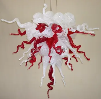

Free Shipping UL/CE 110v/220v LED Red and White Lamp Art Glass Chandelier