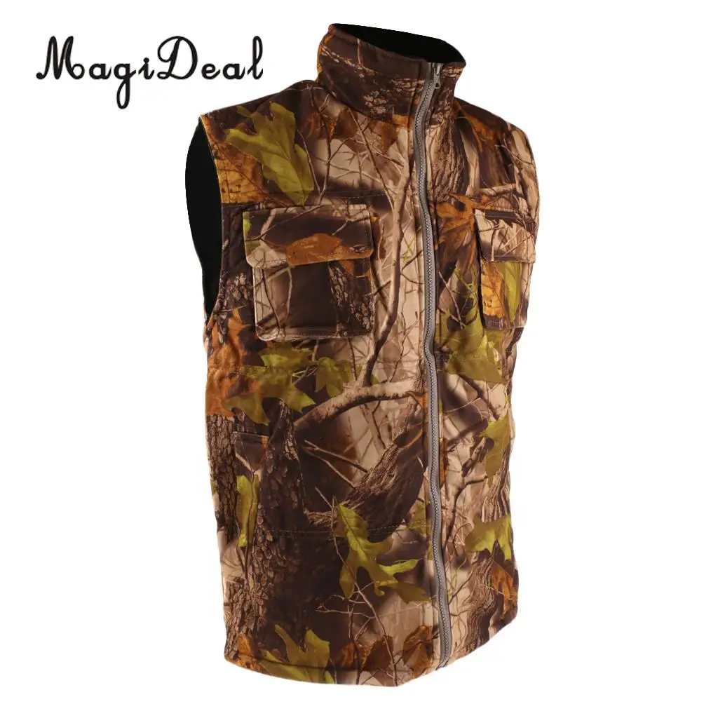 MagiDeal Men's Thermal Fleece Camo Vest for Outdoor Hunting Shooting Hiking Climbing