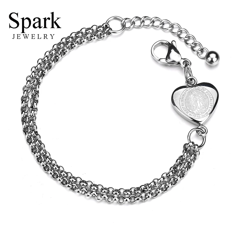 Adjustable Religious Jesus Heart Bracelets For Women Christian Double