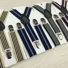 В полоску для маленьких мальчиков детская одежда Clip-on на подтяжках в форме буквы У на спине для детей с эластичным складным козырьком Детские подтяжки S01