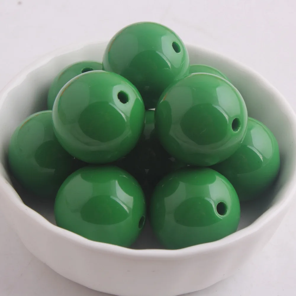 

Kwoi vita Christmas Green Color Chunky 20MM 100pcs Acrylic Solid Bubble Gumball Beads for Kids Necklace Jewelry Making
