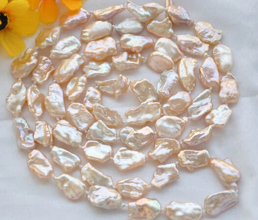 

08151 lustre 50" 20mm pink BAROQUE KESHI REBORN PEARL NECKLACE