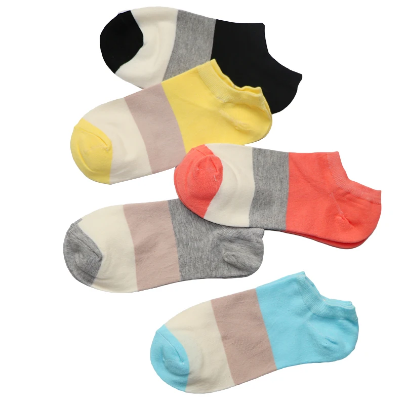 3 пары Для женщин полосатые носки тапочки Calcetines Mujer Невидимый мелкая рот короткие носки для женщин носки до лодыжки летние носки-лодочки