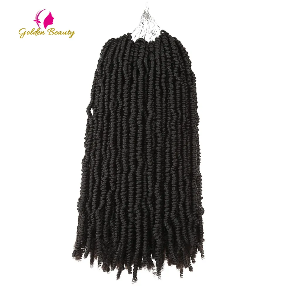 

Golden Beauty 12" Havana Spring Twist Crochet Hair Extension Bomb twist Kinky Curly Synthetic Braiding Hair 24 Strands/pack