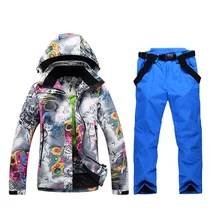 Женский водонепроницаемый лыжный костюм, костюм для горных лыж, утолщенная Теплая Лыжная куртка+ женский лыжный комплект для сноуборда, новинка