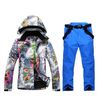 

Free shipping Women Waterproof Ski Suit Mountain Ski Suit Thicken Warm Ski Snow Jacket+Snowboard Female Ski Set 2019 New