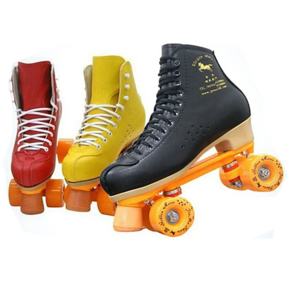 

Professional Parenting Two Line Roller Skates Shoes Double Row Skating 4 PU Wheels High Grade PVC Leather Children Adult IB49