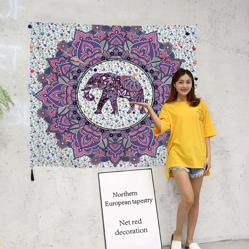 

Mascot Hanging Tropical Elephant Pattern Home Decor Decorative Wall Tapestry Yoga Beach Towel 01