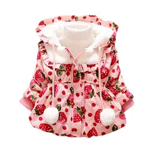 Fashion 1pc Retail Baby Girls Cute Winter Coat Children Outerwear Kids Cotton Thick Warm Hoodies Floral Jacket Clothing Q2011