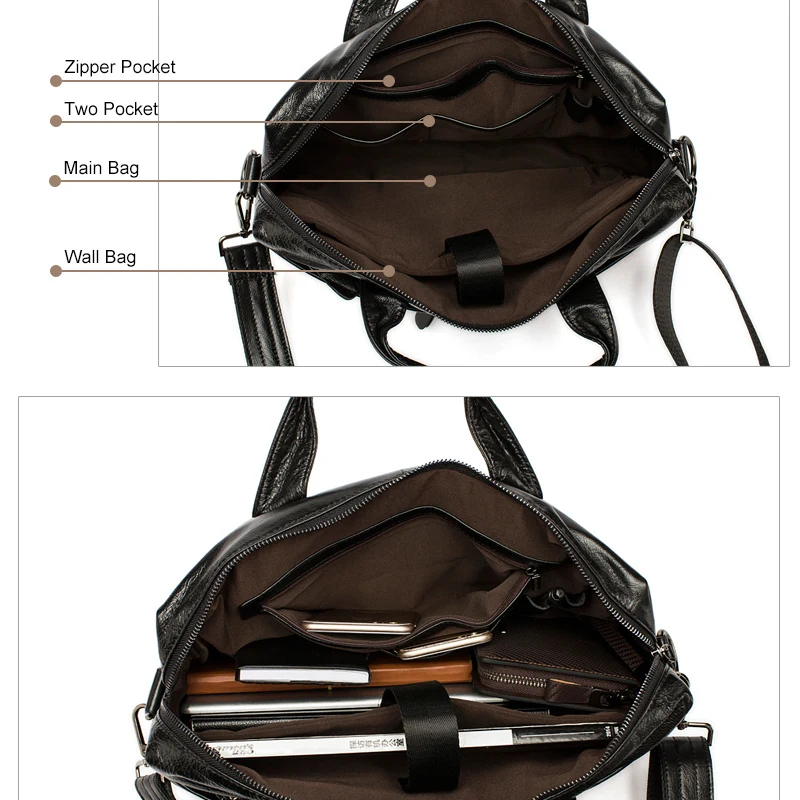 MVA Leather men‘s Briefcase men laptop male messenger bag Men's Genuine leather shoulder bags briefcases for documents bag 9005