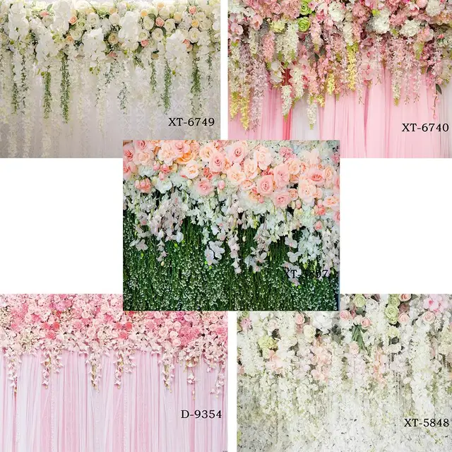 Bridal Shower Wedding Floral Wall Backdrop Flowers Curtain Dessert Table Decoration Blush Background for Photography