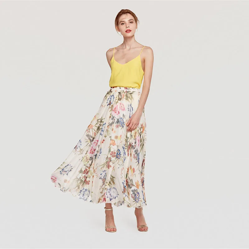 Модная Повседневная Женская длинная юбка свободные большие размеры Ботильоны богема длинная юбка Пляжная Праздничная юбка с принтом шифоновая юбка с цветочным принтом
