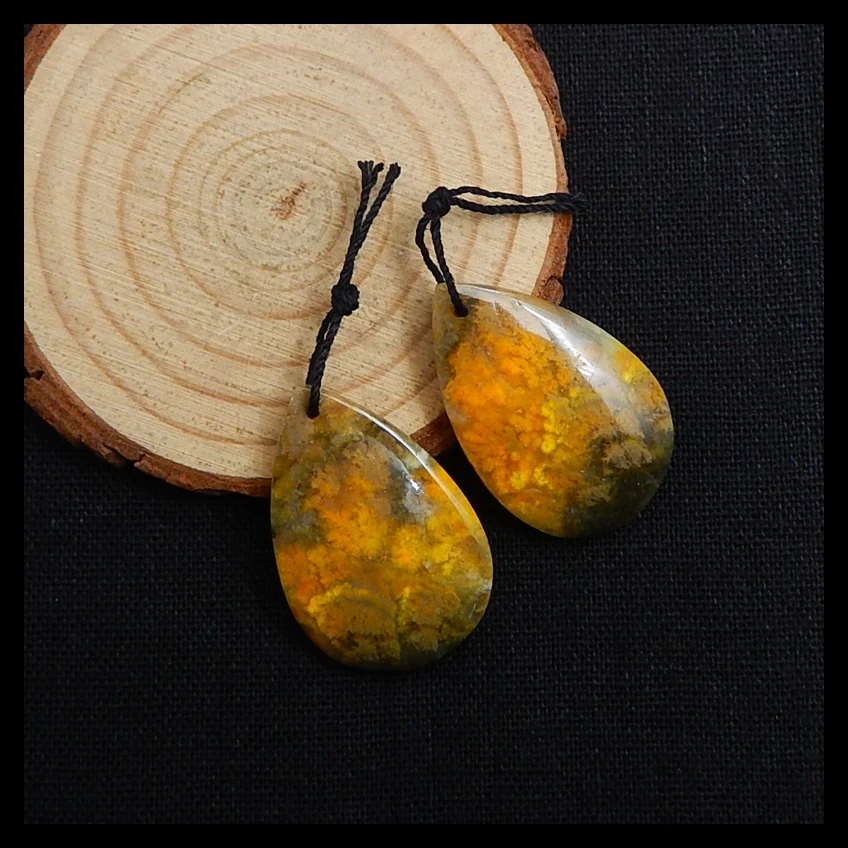 

Sales 1Pairs Natural Stone Bumble Bee Stone Earring Bead 34x23x5mm 11.8g Fashion Jewelry Women Earrings Accessories