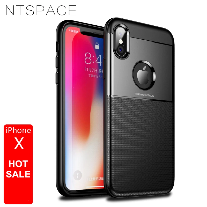 

NTSPACE For iPhone X Xs Max XR Soft TPU Silicone Case Airbag Anti-drop Business Back Cover For iPhone 6 6s Plus 7 8 Plus Case