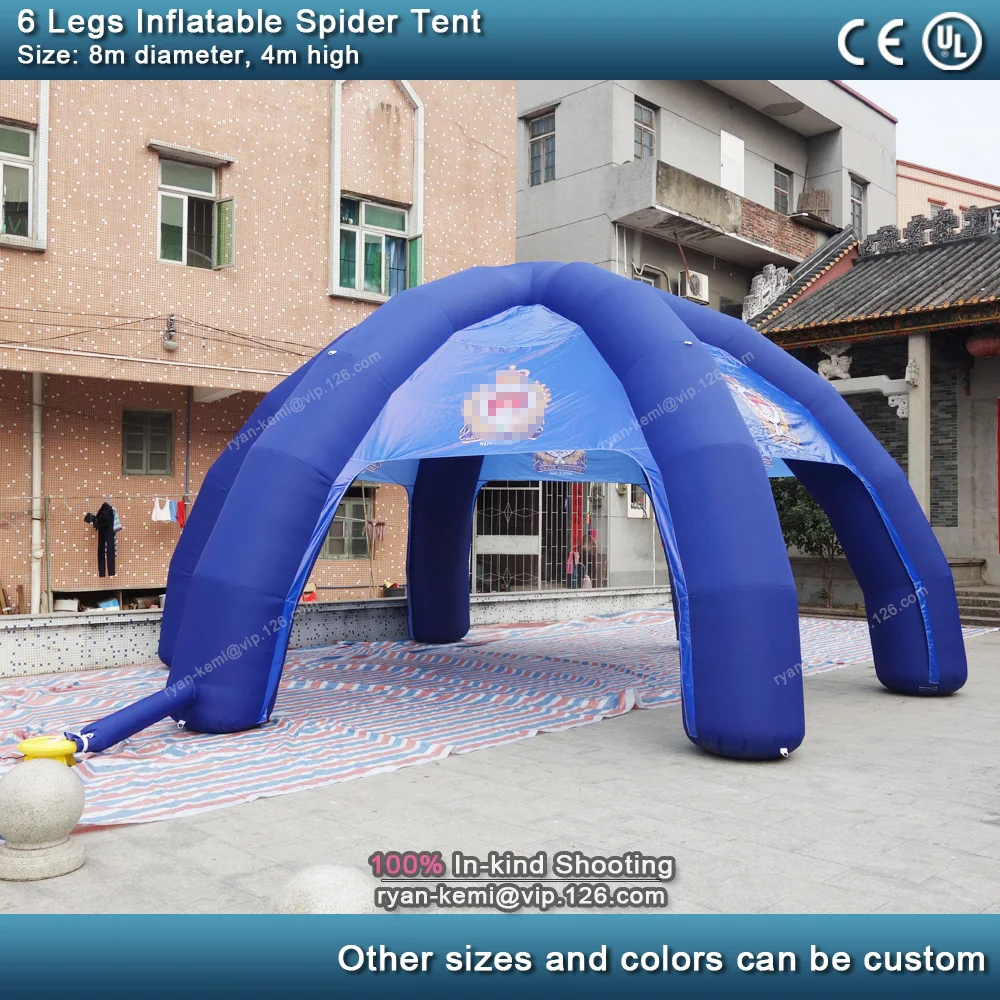 6 legs 8m diameter blue inflatable spider tent large inflatable party tent outdoor events inflatable cover marquee inflatable dome tent 6