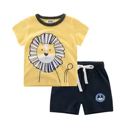 Новинка 2017 года, детская одежда, комплект из двух предметов, летняя футболка для мальчиков, комплект с короткими рукавами и шортами, детские