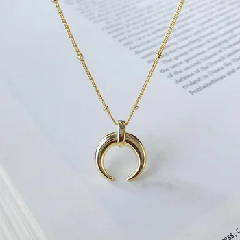 

100% 925 sterling silver moon pendants necklaces for women, fashion gold color statement necklace colares femme silver jewelry