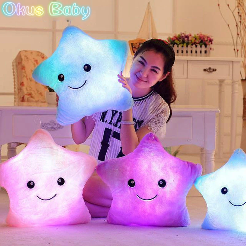 Luminous Pillow Star Cushion Colorful Glowing Led Light Gift For Girl Toys O9Q5