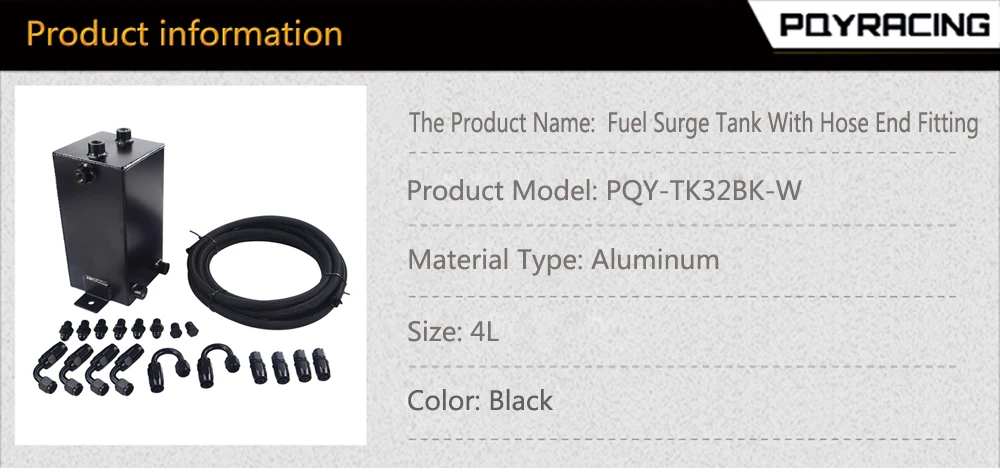 PQY-4L алюминиевый расширительный бак, полностью черный топливный элемент, 4L Универсальный Полный топливный расширительный бак, 4 л вихревой горшок, система PQY-TK32BK-W