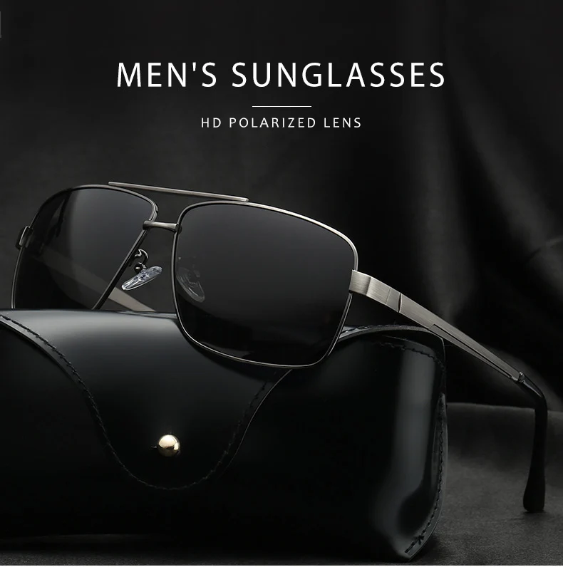 Поляризационные военные мужские солнцезащитные очки, очки для вождения, прямоугольная Золотая оправа, коричневые очки с черным покрытием, авиационные очки Oulos HN889