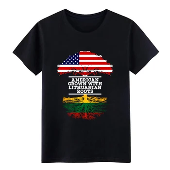 

Men's American Grown With Lithuanian Roots t shirt create 100% cotton S-3xl homme Interesting Comfortable Spring Normal shirt