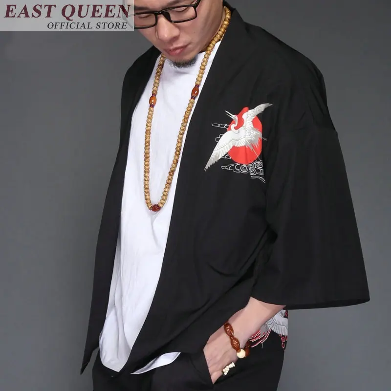 Japanese kimono yukata kimino haori cardigan men kimino robe for men black print japanese tops Haori Japan clothing FF376 A