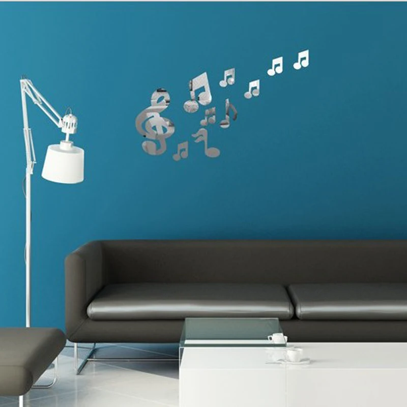 10Pcs DIY Removable Music Note Acrylic Mirror Wall Sticker Art Vinyl Home Decor 2019 Newest