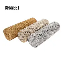 Роскошные клатчи с золотыми цилиндрическими бриллиантами и кристаллами, сумочка для выпускного вечера, серебряная сумка для банкета с блестящими стразами, сумка для невесты, свадебной вечеринки SC484