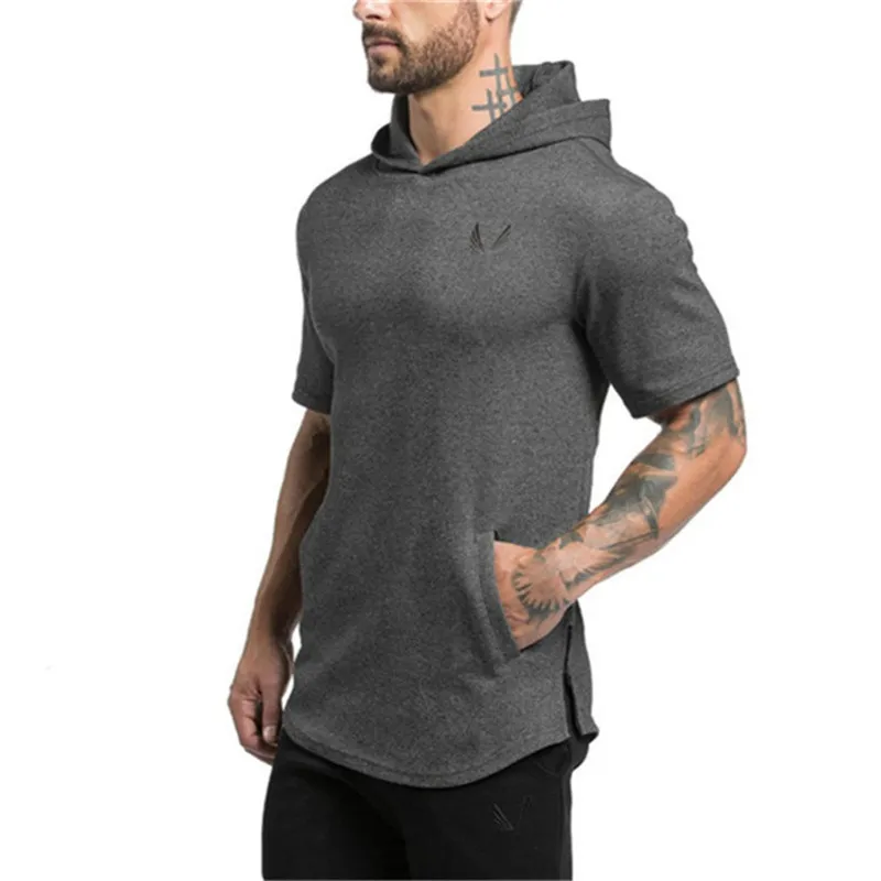Men Short sleeves Sport Training hoodies pullover Gym